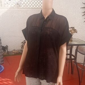 All saints Sheer Black Blouse NWOT